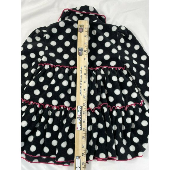 Kids Headquarters Fleece Jacket Size 5 Black White polka dot Ruffles Flowers EUC - Picture 6 of 6